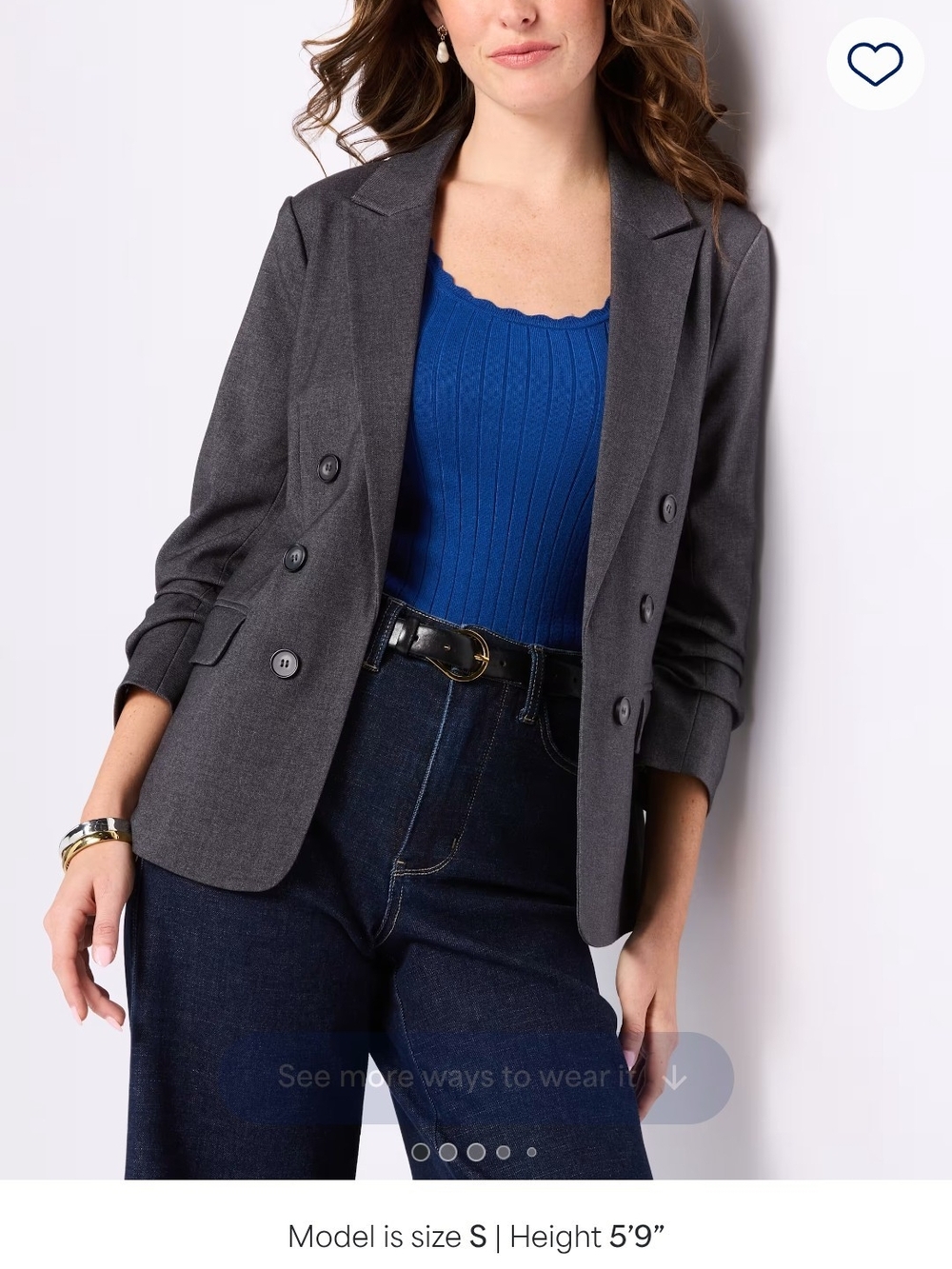 Skies Are Blue Charcoal Double-Breasted Notch Lapel Blazer